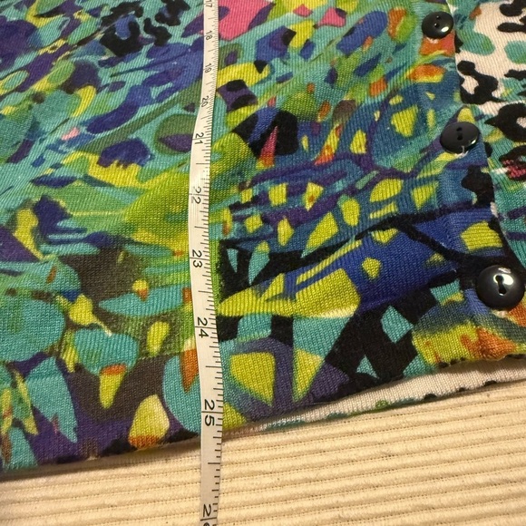 Joseph A Green and Blue Relaxed Cardigan with Graphic Design - Picture 5 of 7